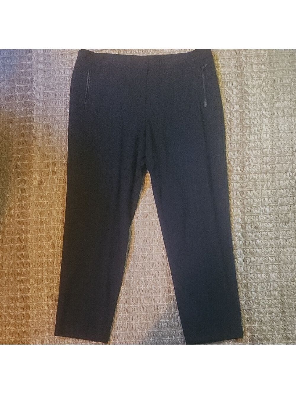 Talbots Signature Leather Trimmed Pocket Black Ankle-Length Women's Dress Pants